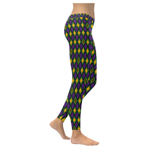 Halloween/Mardi Gras Diamond Pattern Women's Low Rise Leggings (Invisible Stitch) (Model L05)