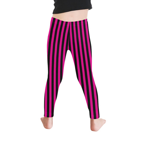 Halloween Black and Pink Stripes Kid's Ankle Length Leggings (Model L06)