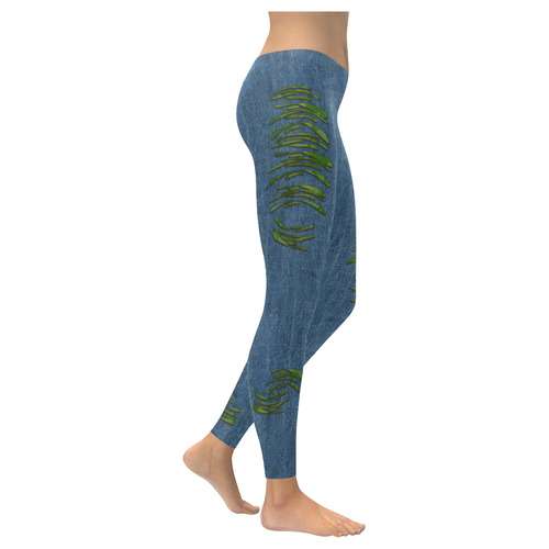 Torn Look Denim Jeans - Alien Skin Women's Low Rise Leggings (Invisible Stitch) (Model L05)