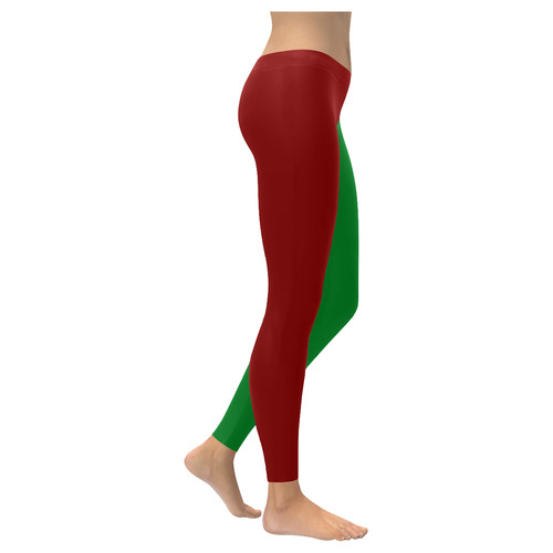Christmas Green and Red Women's Low Rise Leggings (Invisible Stitch) (Model L05)