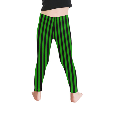 Halloween Black and Green Stripes Kid's Ankle Length Leggings (Model L06)