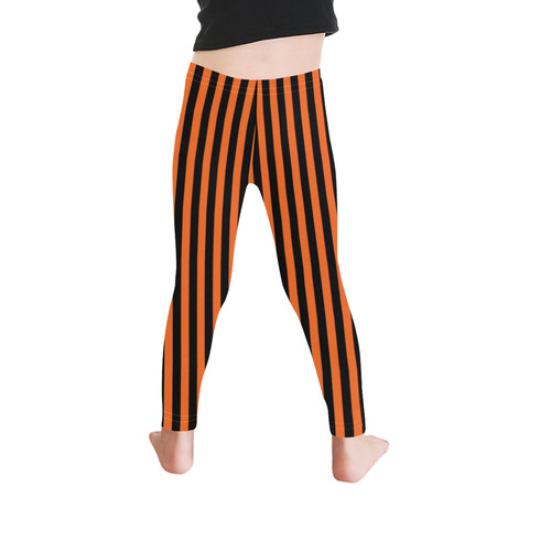 Halloween Black and Orange Stripes Kid's Ankle Length Leggings (Model L06)