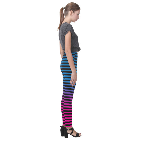 Black, Blue and Pink Stripes Cassandra Women's Leggings (Model L01)