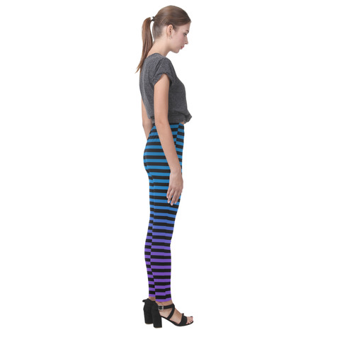 Black, Blue and Purple Stripes Cassandra Women's Leggings (Model L01)