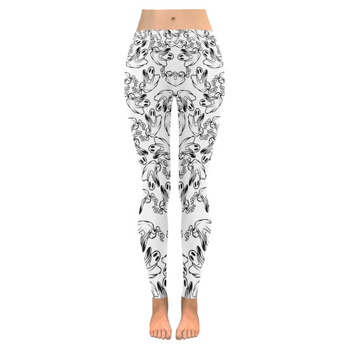 Cute Halloween Ghosts Women's Low Rise Leggings (Invisible Stitch) (Model L05)