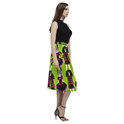 Day of the dead sugarskull friends - green Aoede Crepe Skirt (Model D16)