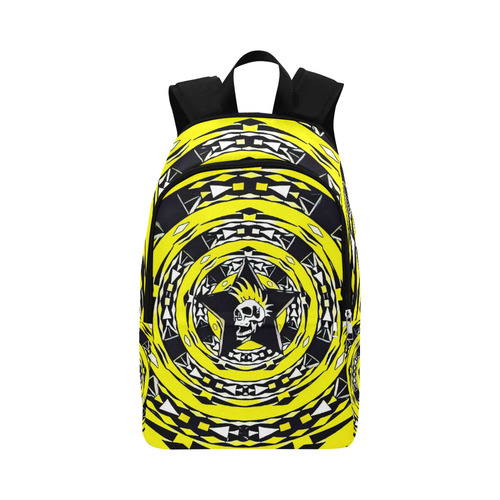 Black and Yellow Punk Tribal Skull Fabric Backpack for Adult (Model 1659)