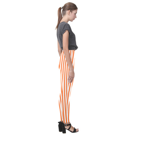 Halloween Orange and White Stripes Cassandra Women's Leggings (Model L01)