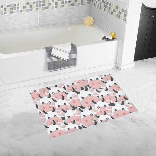 Herd of Cartoon Cows Bath Rug 20''x 32''