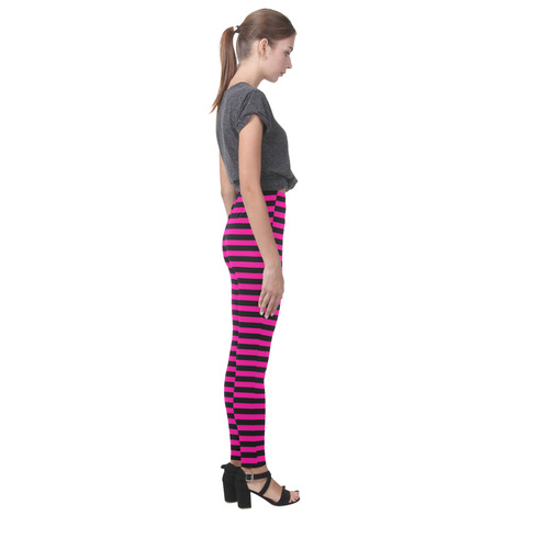 Halloween Black and Pink Stripes Cassandra Women's Leggings (Model L01)