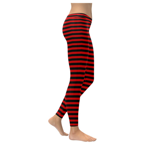 Halloween Black and Red Stripes Women's Low Rise Leggings (Invisible Stitch) (Model L05)