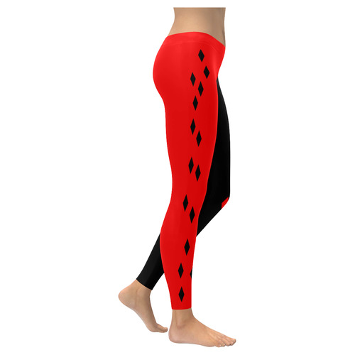 Halloween Red & Black Harlequin Women's Low Rise Leggings (Invisible Stitch) (Model L05)