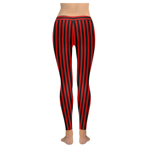 Halloween Black and Red Stripes Women's Low Rise Leggings (Invisible Stitch) (Model L05)