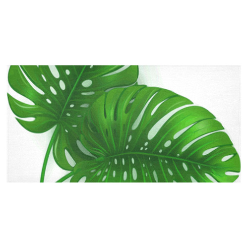 Glossy Green Monstera Leaves Cotton Linen Tablecloth 60"x120"