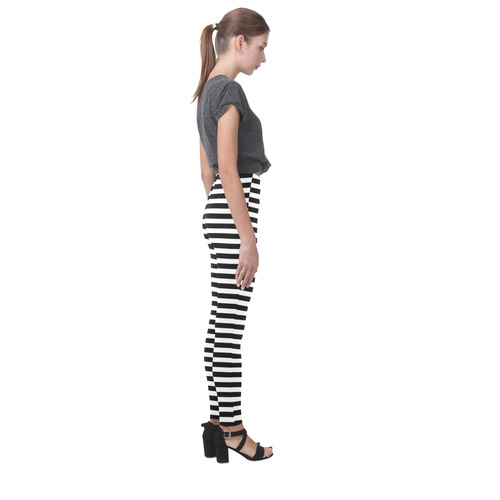 Halloween Black And White Stripes Cassandra Women's Leggings (Model L01)