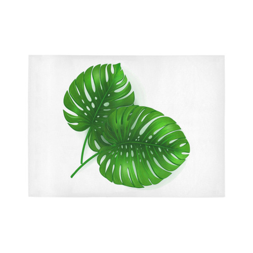 Glossy Green Monstera Leaves Area Rug7'x5'