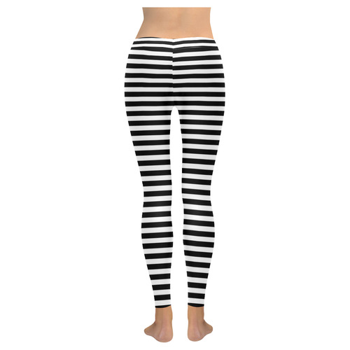 Halloween Black and White Stripes Women's Low Rise Leggings (Invisible Stitch) (Model L05)