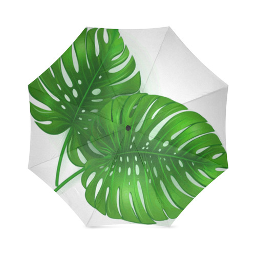Glossy Green Tropical Monstera Leaves Foldable Umbrella (Model U01)