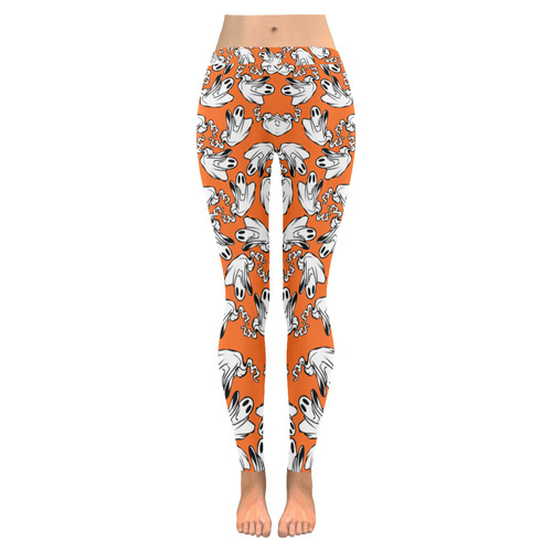 Cute Halloween Ghosts Women's Low Rise Leggings (Invisible Stitch) (Model L05)