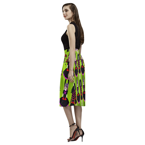 Day of the dead sugarskull friends - green Aoede Crepe Skirt (Model D16)