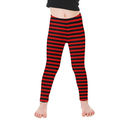 Halloween Black and Red Stripes Kid's Ankle Length Leggings (Model L06)