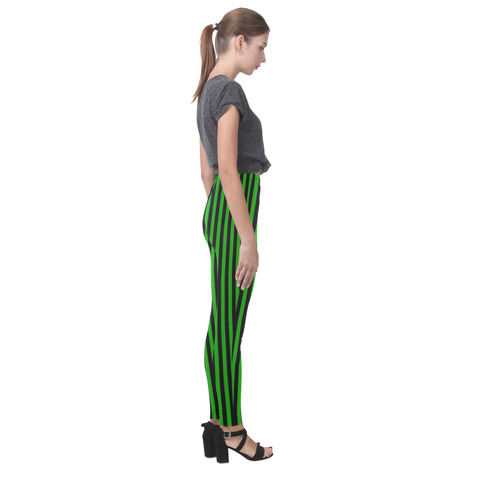 Halloween Black and Green Stripes Cassandra Women's Leggings (Model L01)