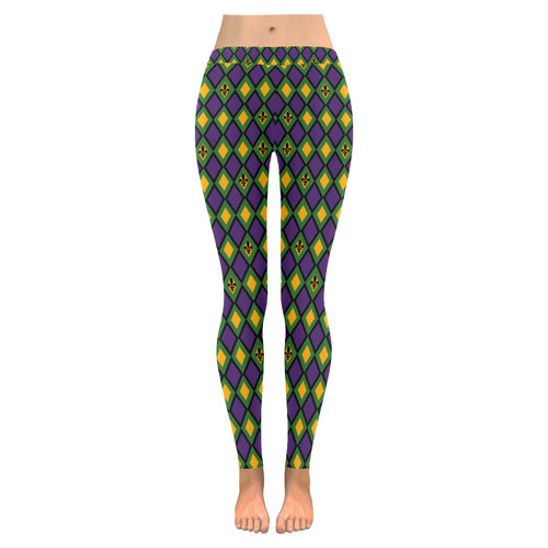 Halloween/Mardi Gras Diamond Pattern Women's Low Rise Leggings (Invisible Stitch) (Model L05)