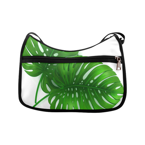 Glossy Green Monstera Leaves Crossbody Bags (Model 1616)