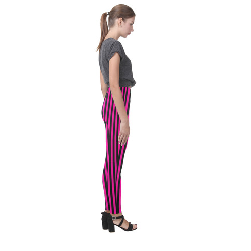 Halloween Black and Pink Stripes Cassandra Women's Leggings (Model L01)