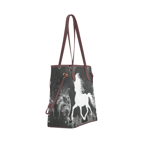 Horse, black and white Clover Canvas Tote Bag (Model 1661)