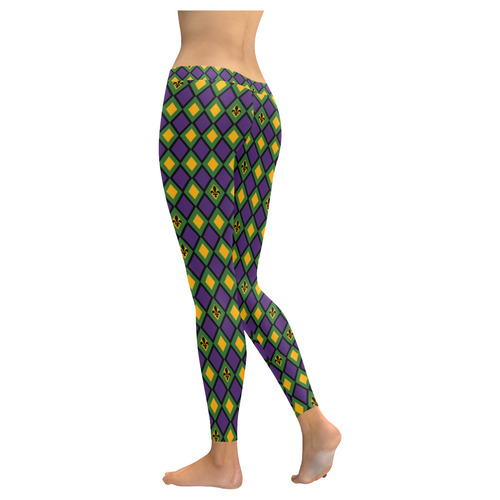 Halloween/Mardi Gras Diamond Pattern Women's Low Rise Leggings (Invisible Stitch) (Model L05)