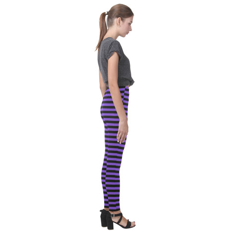 Halloween Black and Purple Stripes Cassandra Women's Leggings (Model L01)