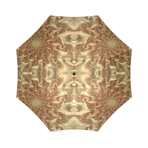 Swirls of Gold Metallic Leaves Fractal Abstract Foldable Umbrella (Model U01)