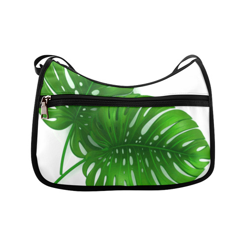 Glossy Green Monstera Leaves Crossbody Bags (Model 1616)