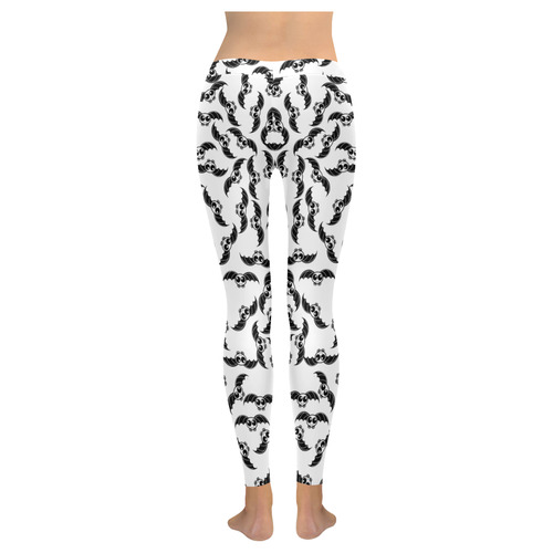 Halloween Skeleton Bats Women's Low Rise Leggings (Invisible Stitch) (Model L05)