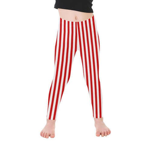 Halloween White and Red Stripes Kid's Ankle Length Leggings (Model L06)