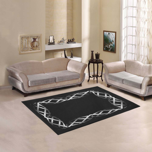 Black & Silver Grey Twisted Metal Area Rug 5'3''x4'