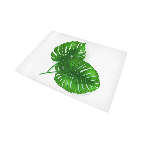 Glossy Green Monstera Leaves Area Rug7'x5'