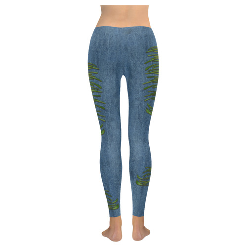 Torn Look Denim Jeans - Alien Skin Women's Low Rise Leggings (Invisible Stitch) (Model L05)