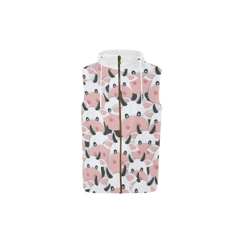 Herd of Cartoon Cows All Over Print Sleeveless Zip Up Hoodie for Kid (Model H16)