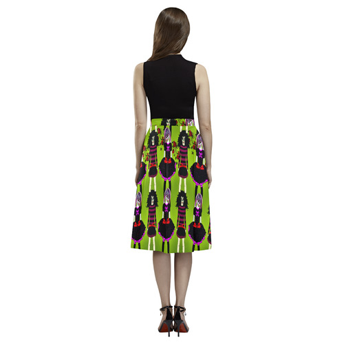 Day of the dead sugarskull friends - green Aoede Crepe Skirt (Model D16)