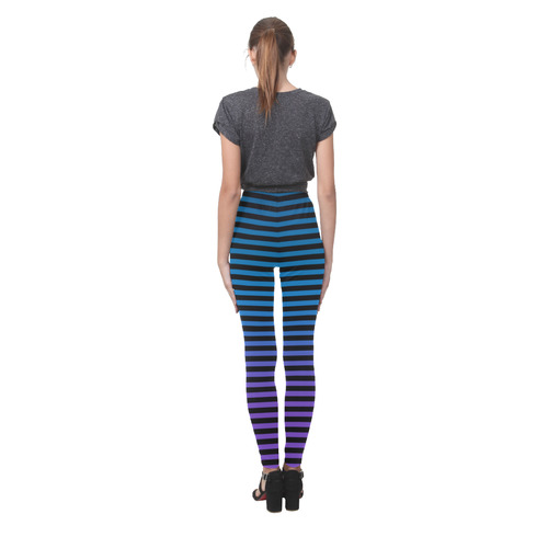Black, Blue and Purple Stripes Cassandra Women's Leggings (Model L01)
