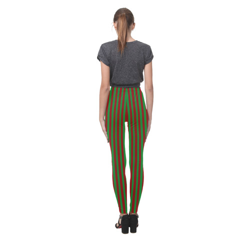 Halloween Stripes Green and Red Cassandra Women's Leggings (Model L01)