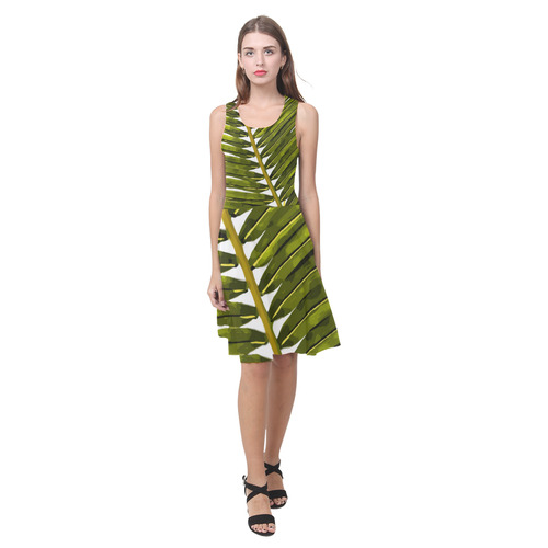 Palm Leaf Tropical Floral Atalanta Casual Sundress(Model D04)