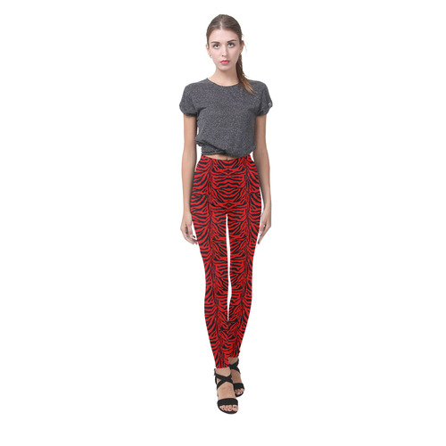 Halloween Red Zebra Striped Pattern Cassandra Women's Leggings (Model L01)