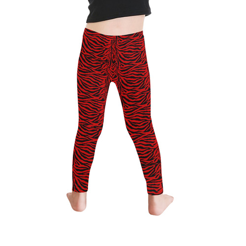 Halloween Red Zebra Striped Pattern Kid's Ankle Length Leggings (Model L06)