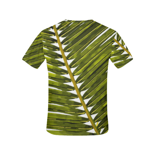 Palm Leaf Tropical Floral All Over Print T-Shirt for Women (USA Size) (Model T40)