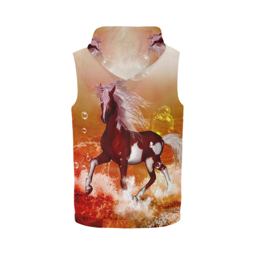 The wild horse All Over Print Sleeveless Zip Up Hoodie for Men (Model H16)