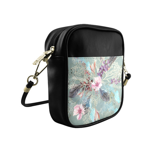 Pink Rose Floral Queen Anne's Lace Sling Bag (Model 1627)