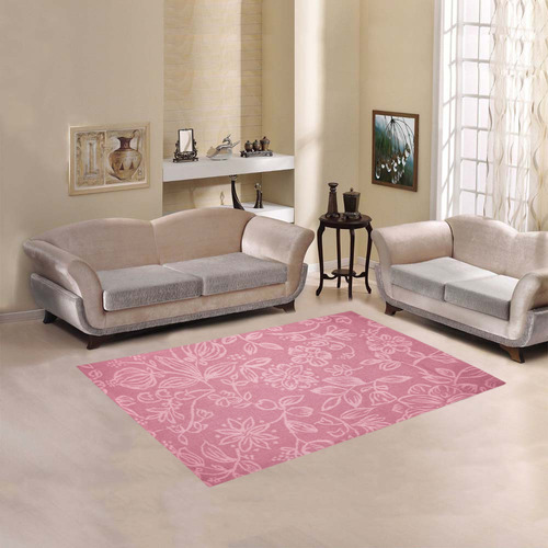 embroidery rose pink floral pattern Area Rug 5'3''x4'